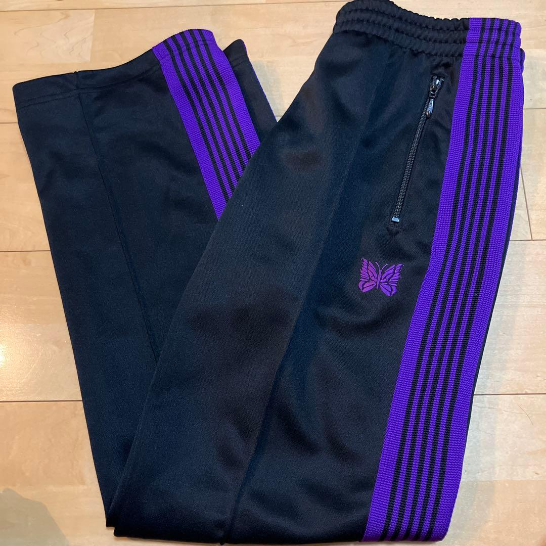 ニードルストラックパンツ黒紫S