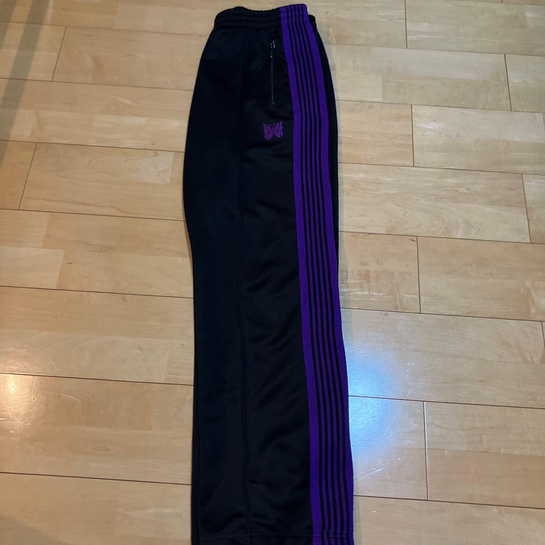 ニードルストラックパンツ黒紫S