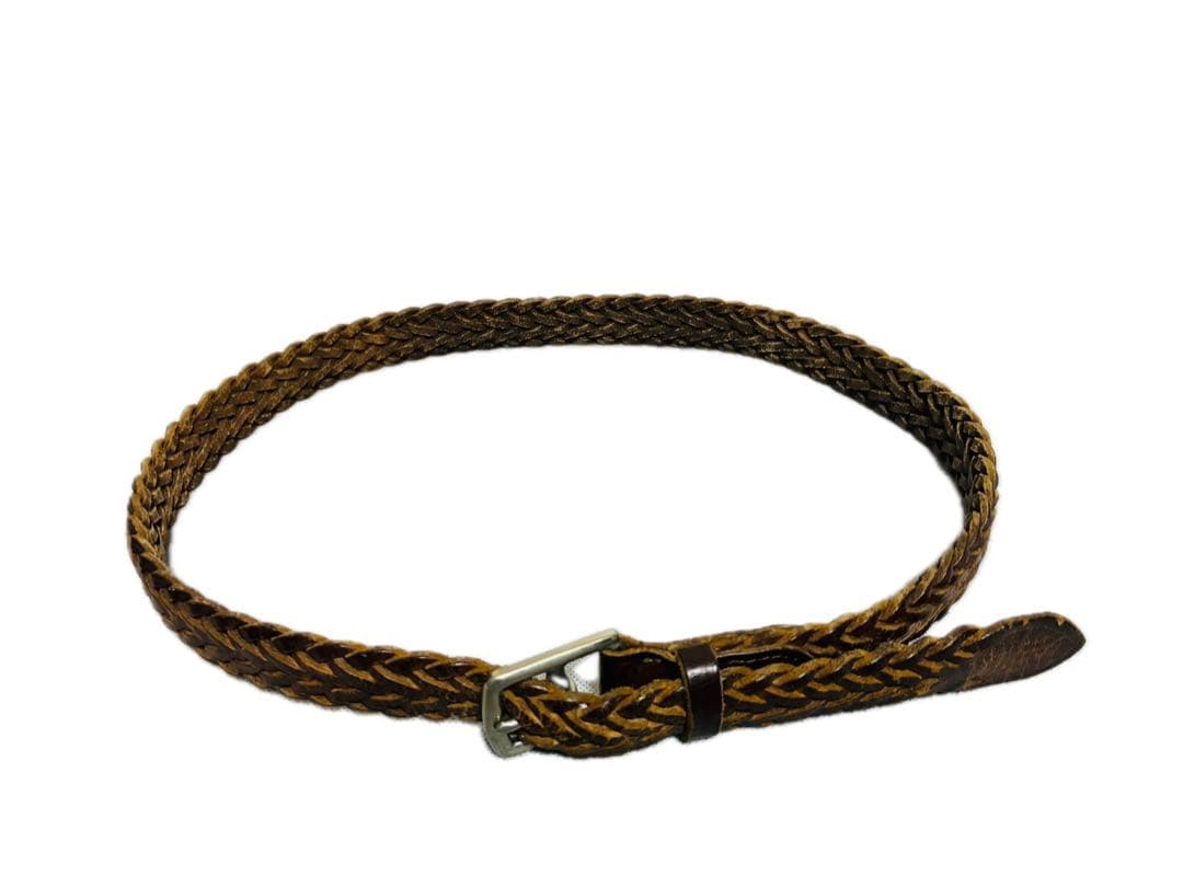 ホワイトハウスコックス　レザーベルト　メッシュ　編み込み　ブラウン