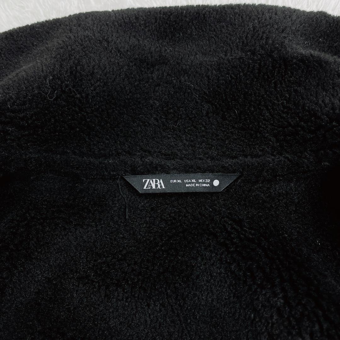 ZARA✨2024年冬✨フェイクムートン レザージャケット 黒 XL