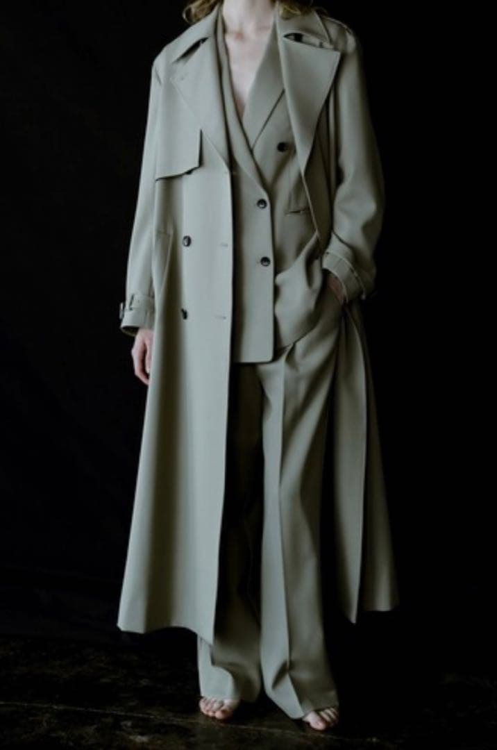 24AW anuans ウールギャバジントレンチコート S 美品