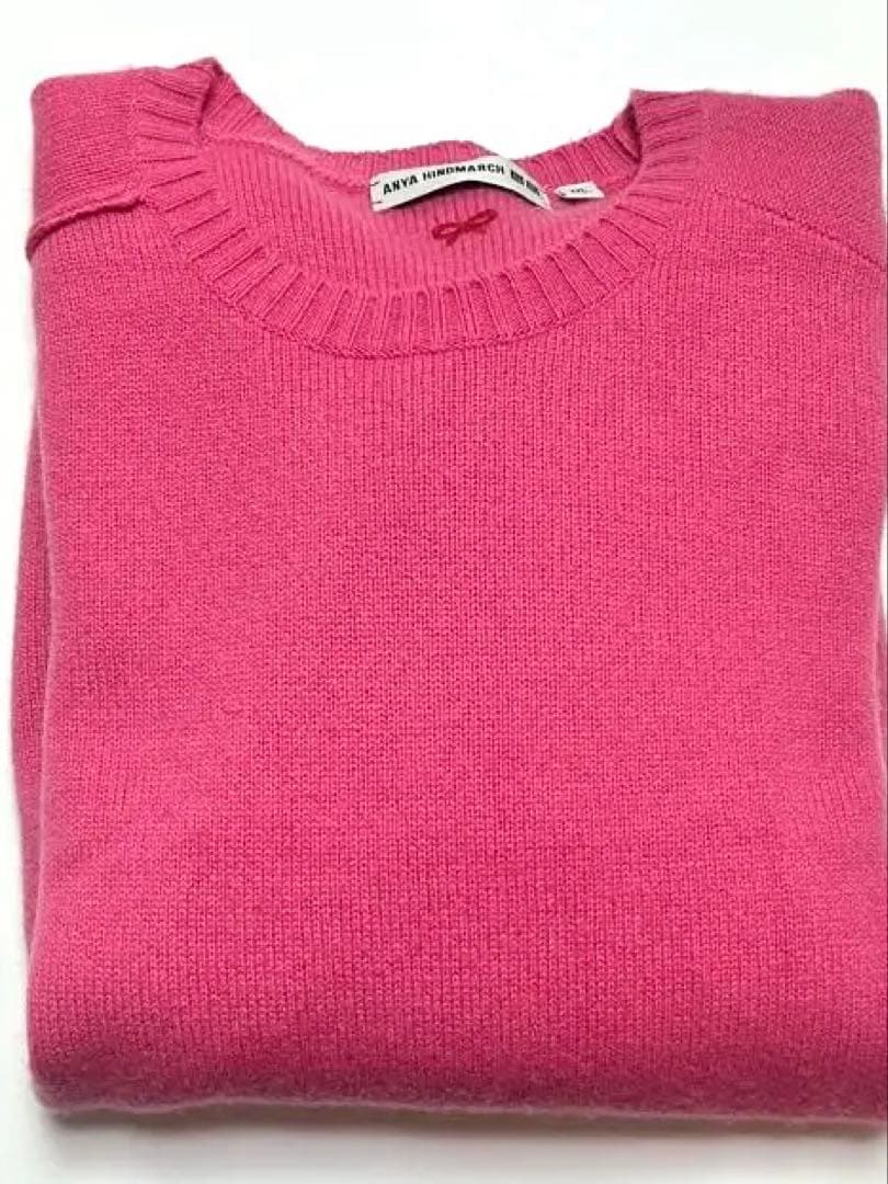 ユニクロ アニヤハインドマーチ XXL ピンク　カシミヤクルーネックセーター