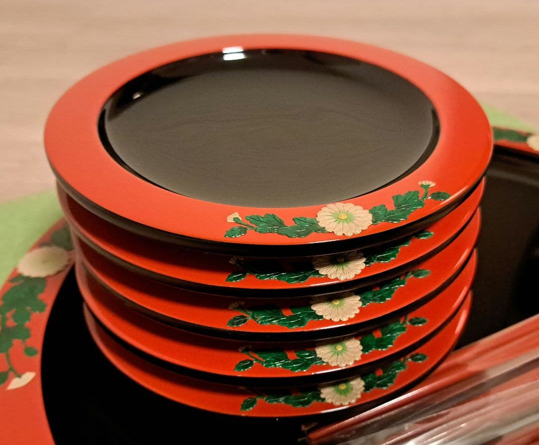琉球漆器 オードブルセット 菊唐草1尺2寸