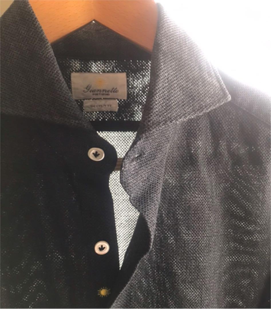 giannetto ジャンネット イタリア製シャツホリゾンタルカラー黒　試着のみ