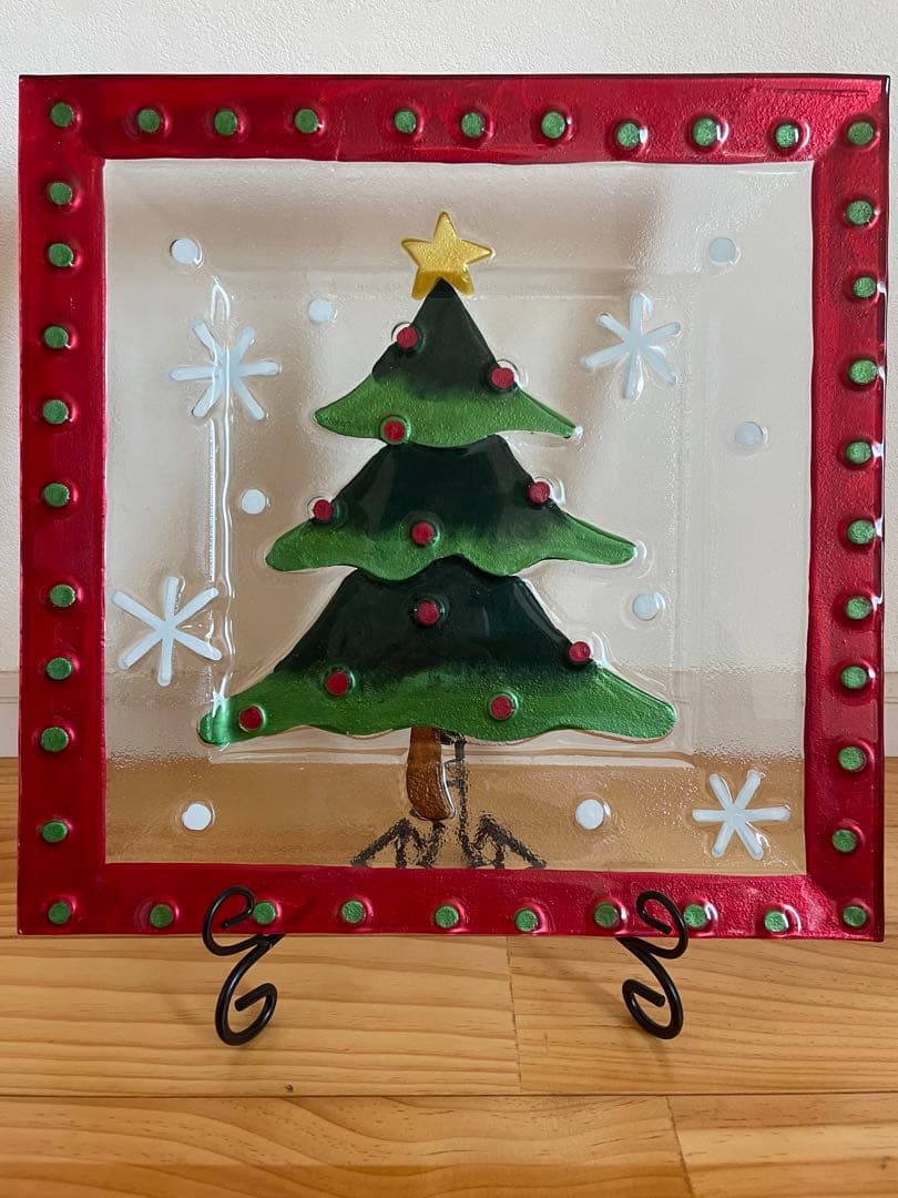 クリスマス　ガラスプレート