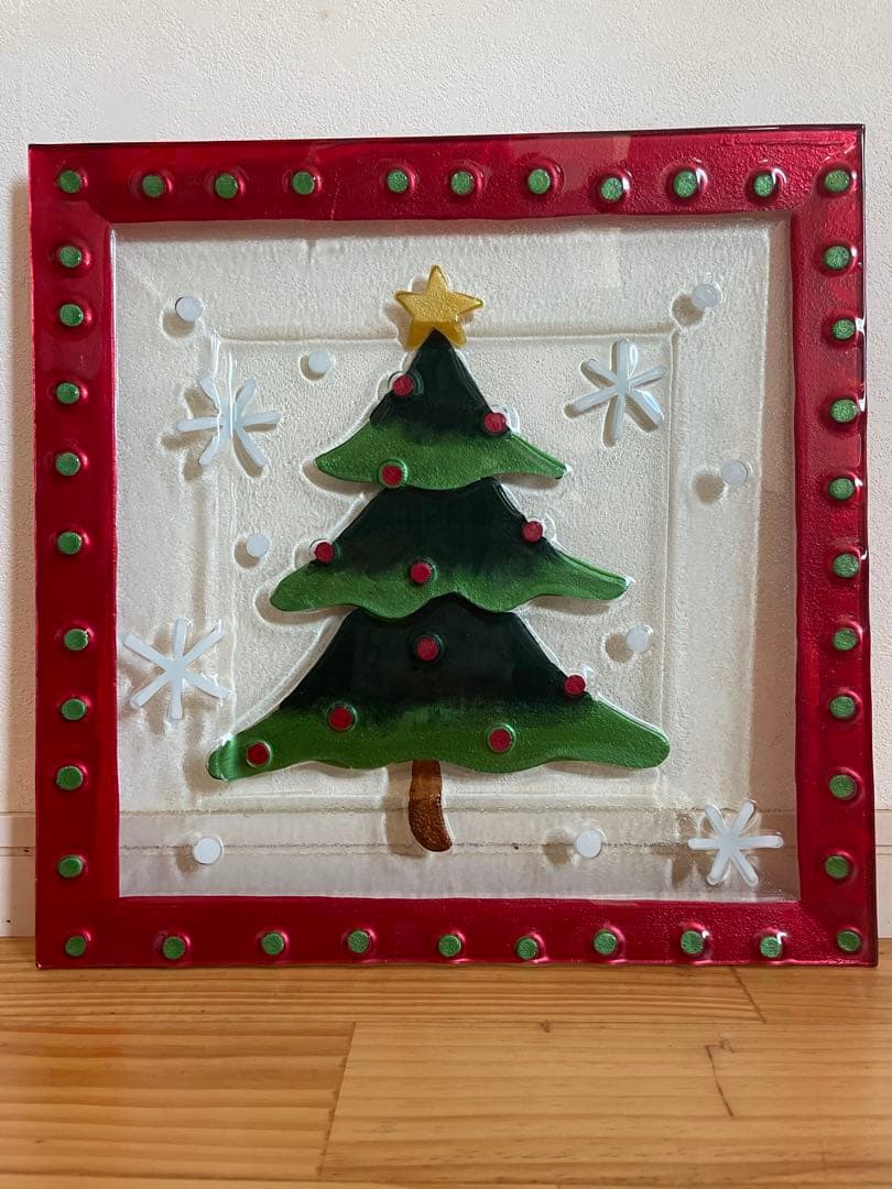 クリスマス　ガラスプレート