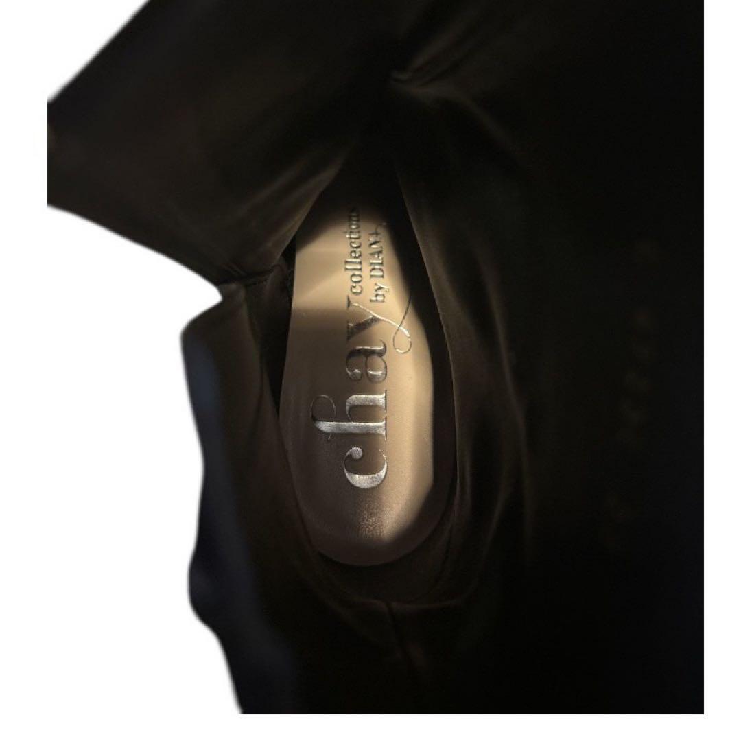 【極美品】DIANA chayコラボ　リボンショートブーツ 23 黒