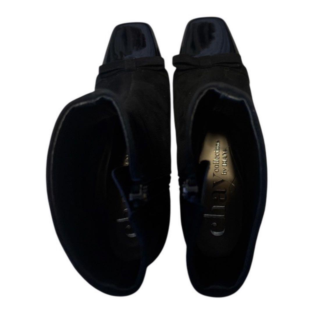 【極美品】DIANA chayコラボ　リボンショートブーツ 23 黒