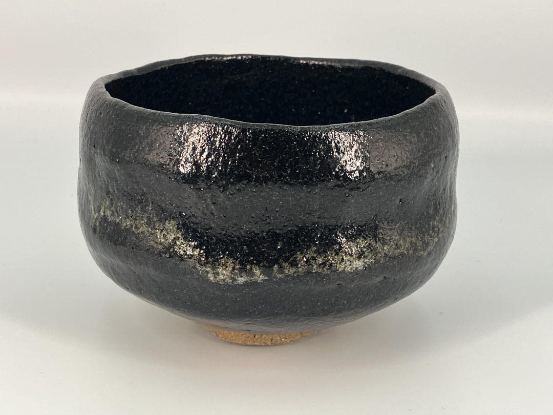 茶道具 抹茶碗 大徳寺 松長剛山 書付 西村紫楽 作 黒楽茶碗 銘「瑞雲」共箱