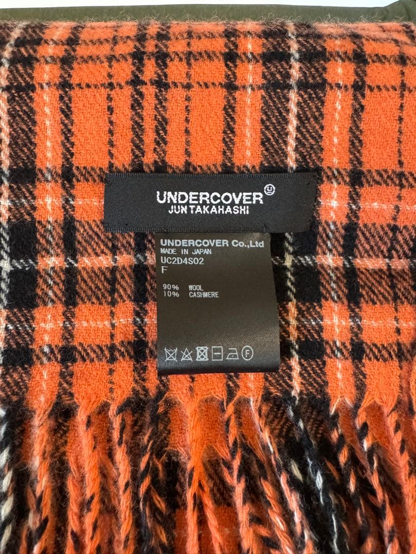 アンダーカバーUNDERCOVER オレンジチェック マフラー ウール カシミア