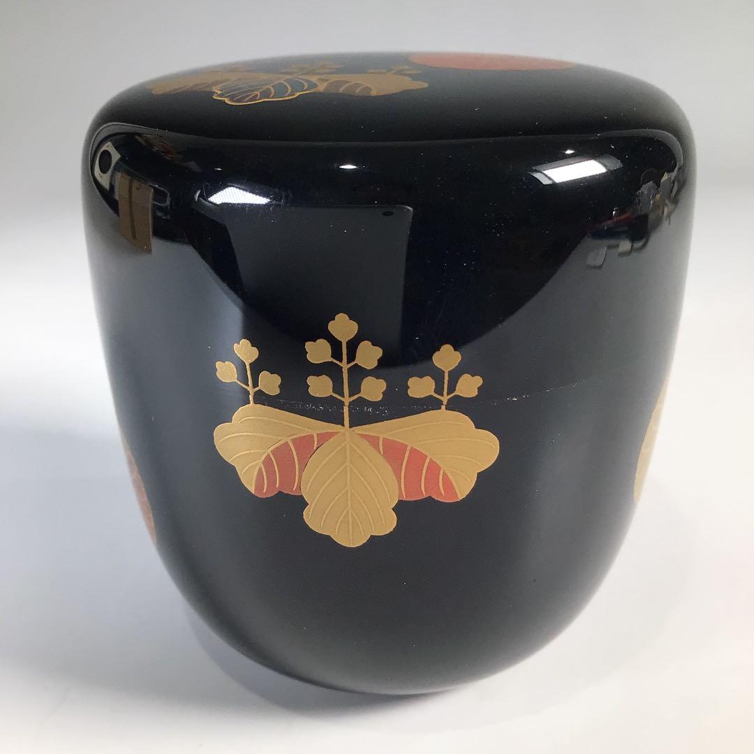 Ｍ９３０　棗　『中川秀甫作』『黒漆塗』『高台寺蒔絵』『中棗』　共箱　茶道具