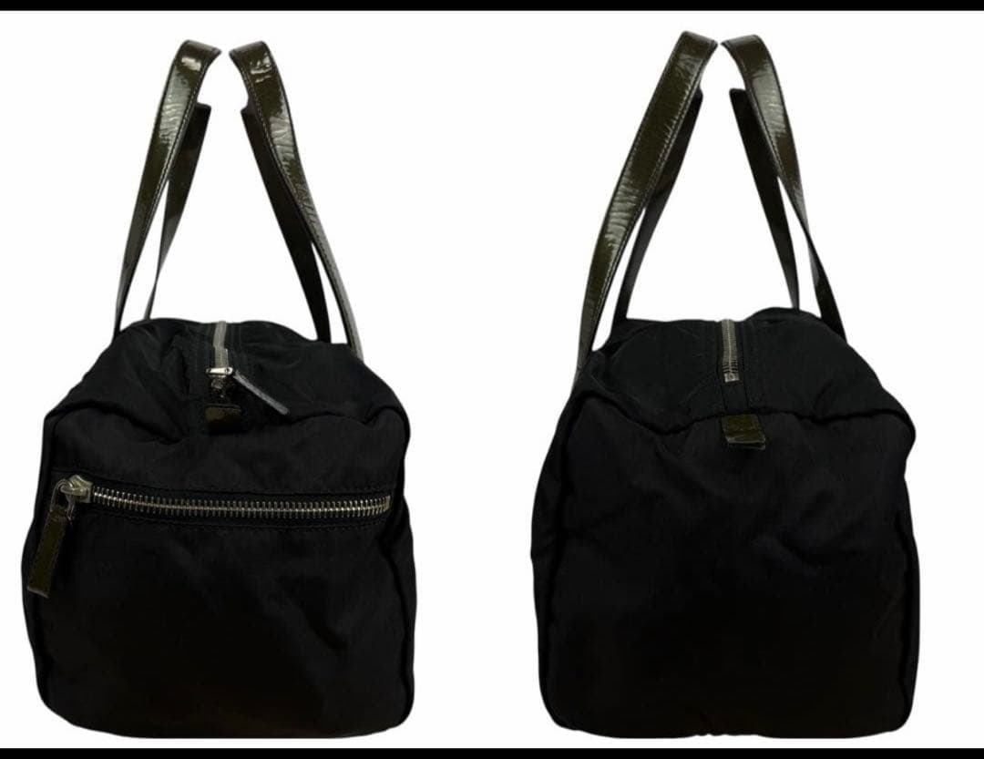 【美品】PRADA プラダ ミニボストンバッグ ナイロン ブラック 黒 白タグ