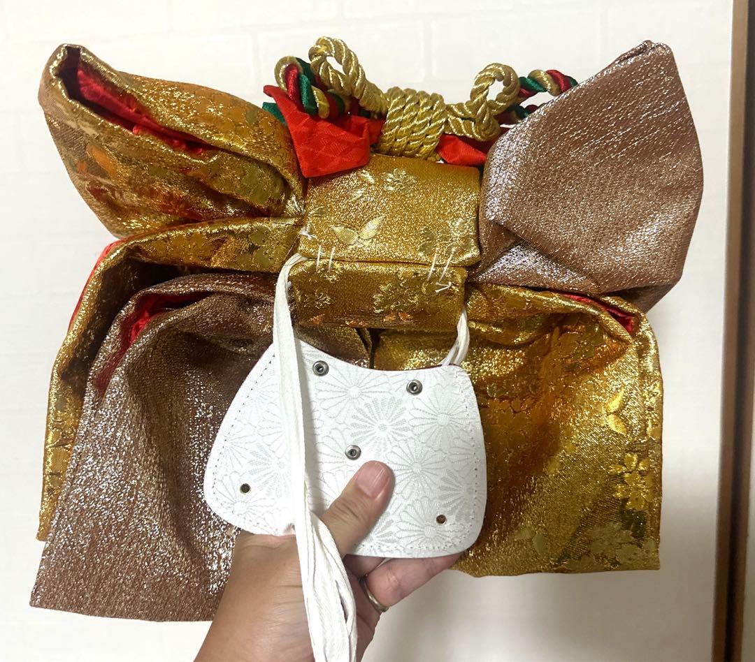 七五三 7才 着物 作り帯 小物セット 中古品 蝶々 絞り柄