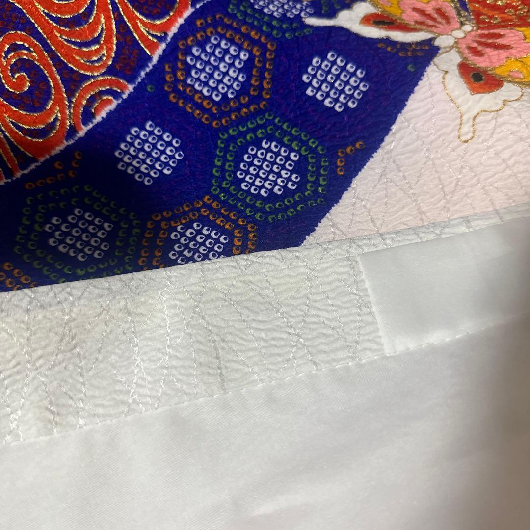 七五三 7才 着物 作り帯 小物セット 中古品 蝶々 絞り柄