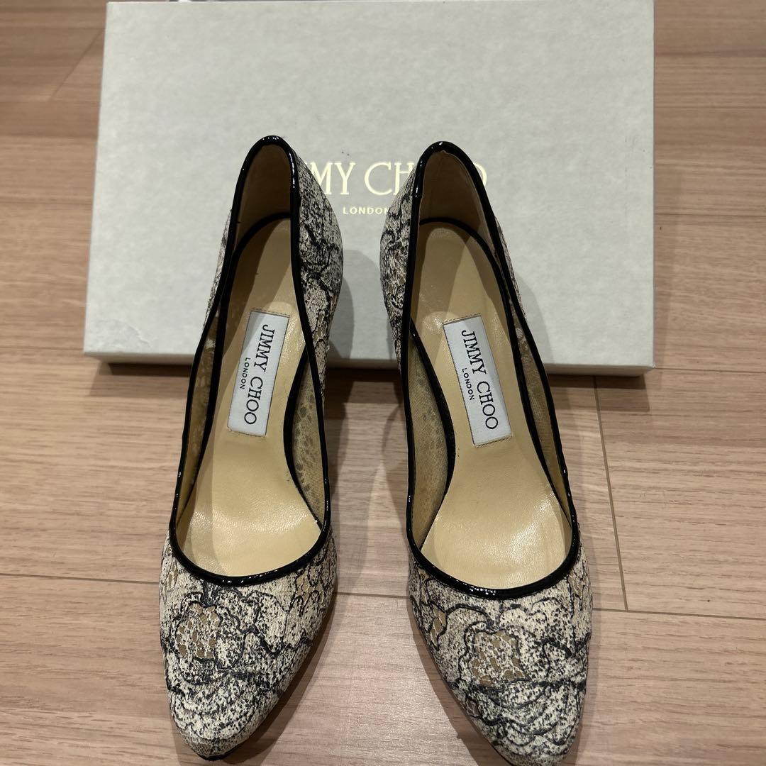 JIMMY CHOO レースパンプス　37 中古美品　ヒール