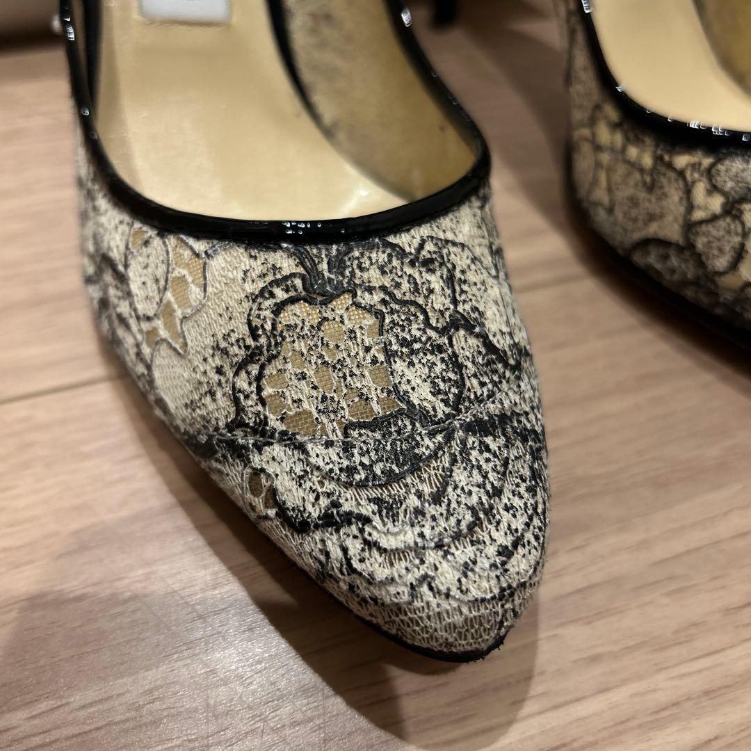 JIMMY CHOO レースパンプス　37 中古美品　ヒール