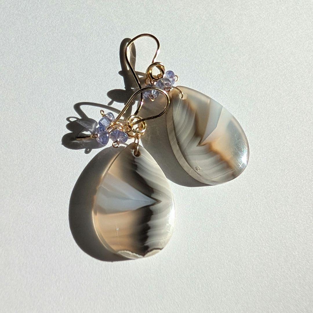 レアアゲート タンザナイト ピアス