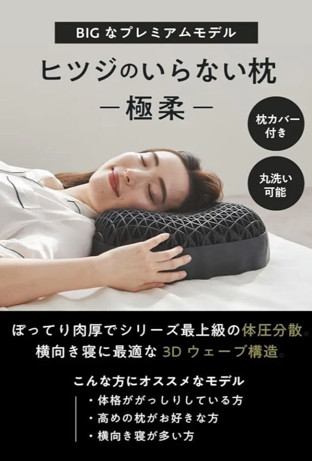 BIG プレミアムモデル ヒツジのいらない枕 枕カバー付き　極柔　2つセット