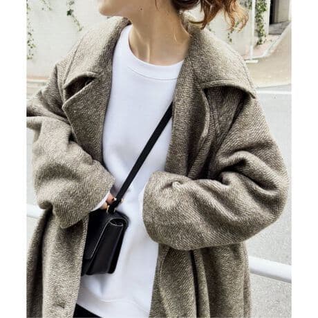 2022.wスライバーヘリンボーンボリュームコート　BROWN