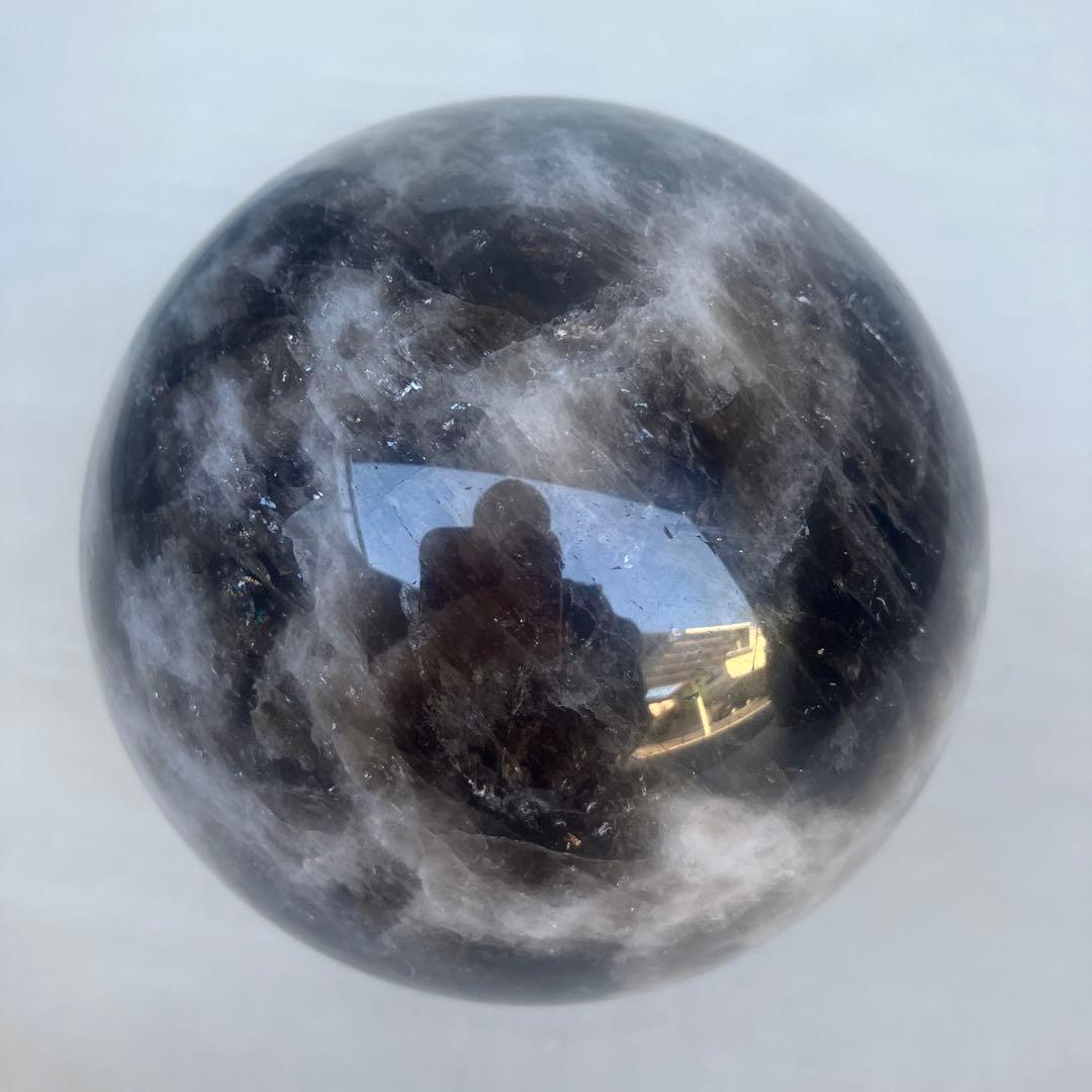 モリオン丸玉　パワーストーン　鑑賞石　天然石　自然石　原石　黒水晶
