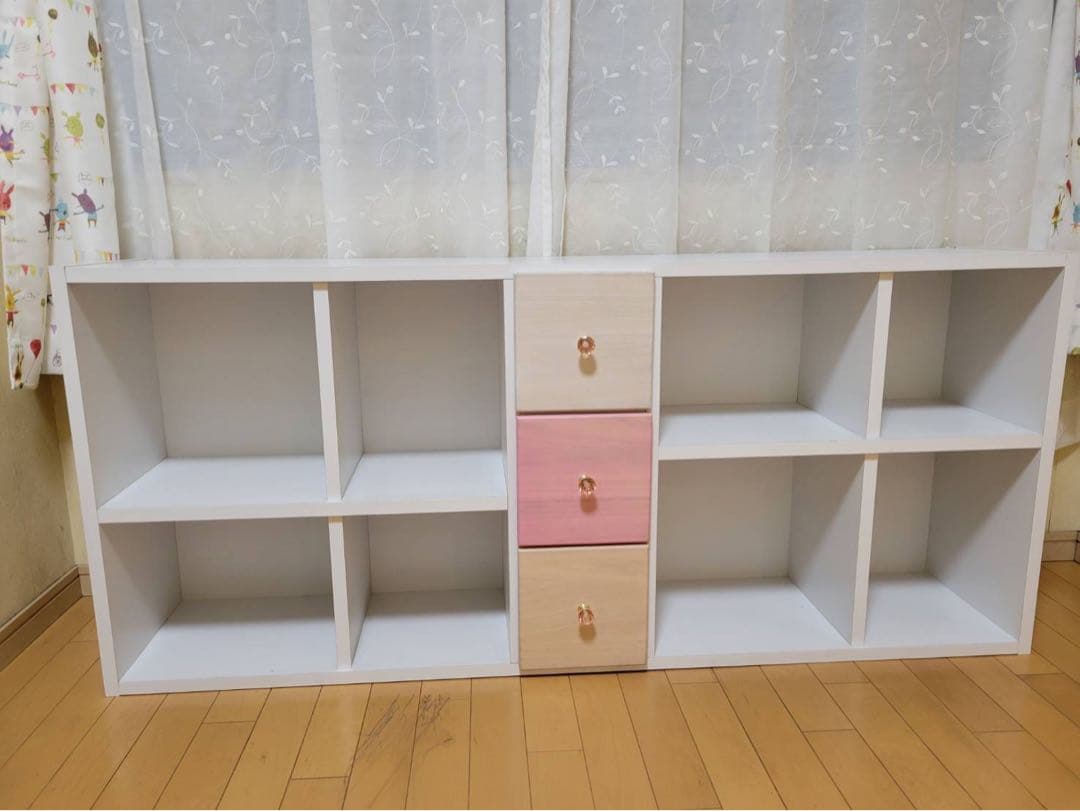 杏*様 ホワイトオープンシェルフ 引き出し付き