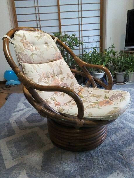 即購入不可　回転座椅子 ラタン 　籐製　籐家具　背もたれ　ハイタイプ