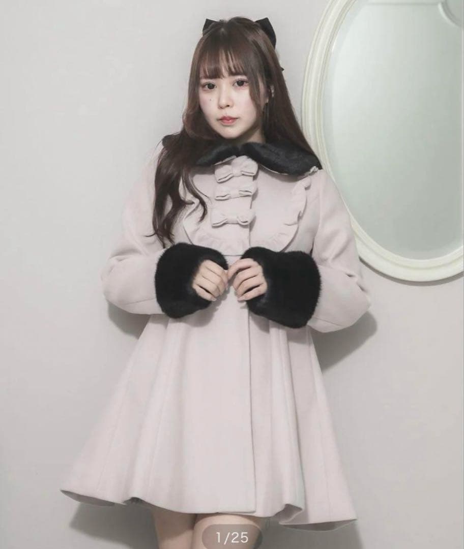 pium ヨークフリルリボンドーリーコート