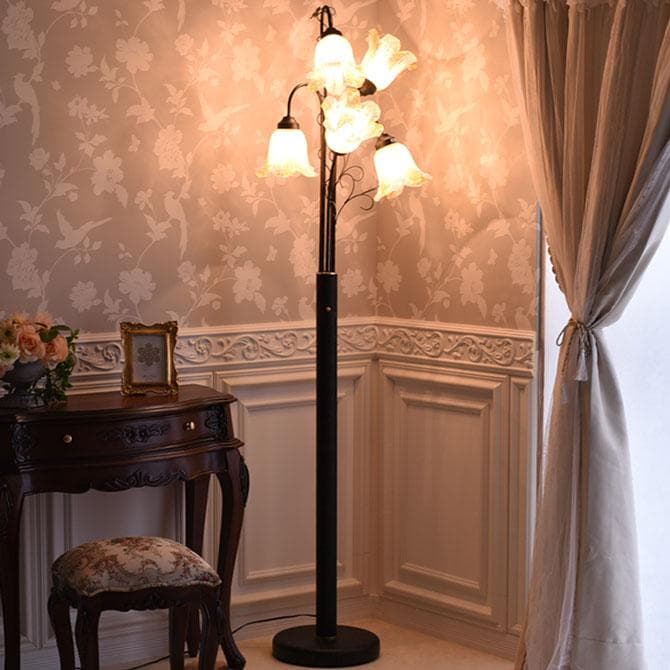 【新品】イタリアンスタイル ５灯 フロアランプ ブラウン 茶色