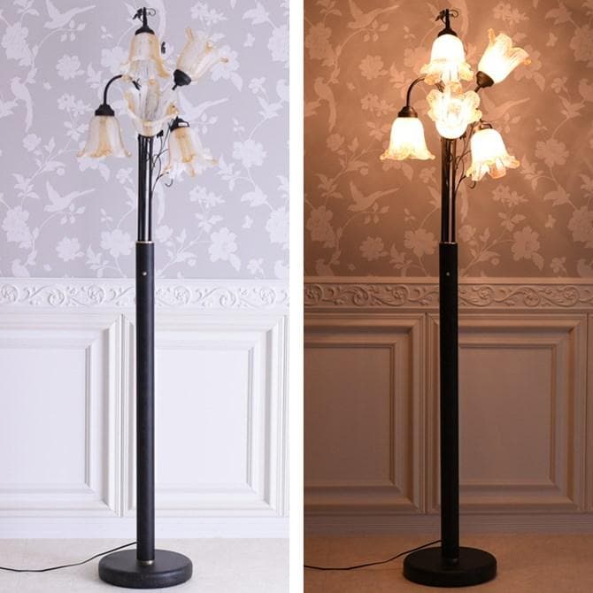 【新品】イタリアンスタイル ５灯 フロアランプ ブラウン 茶色