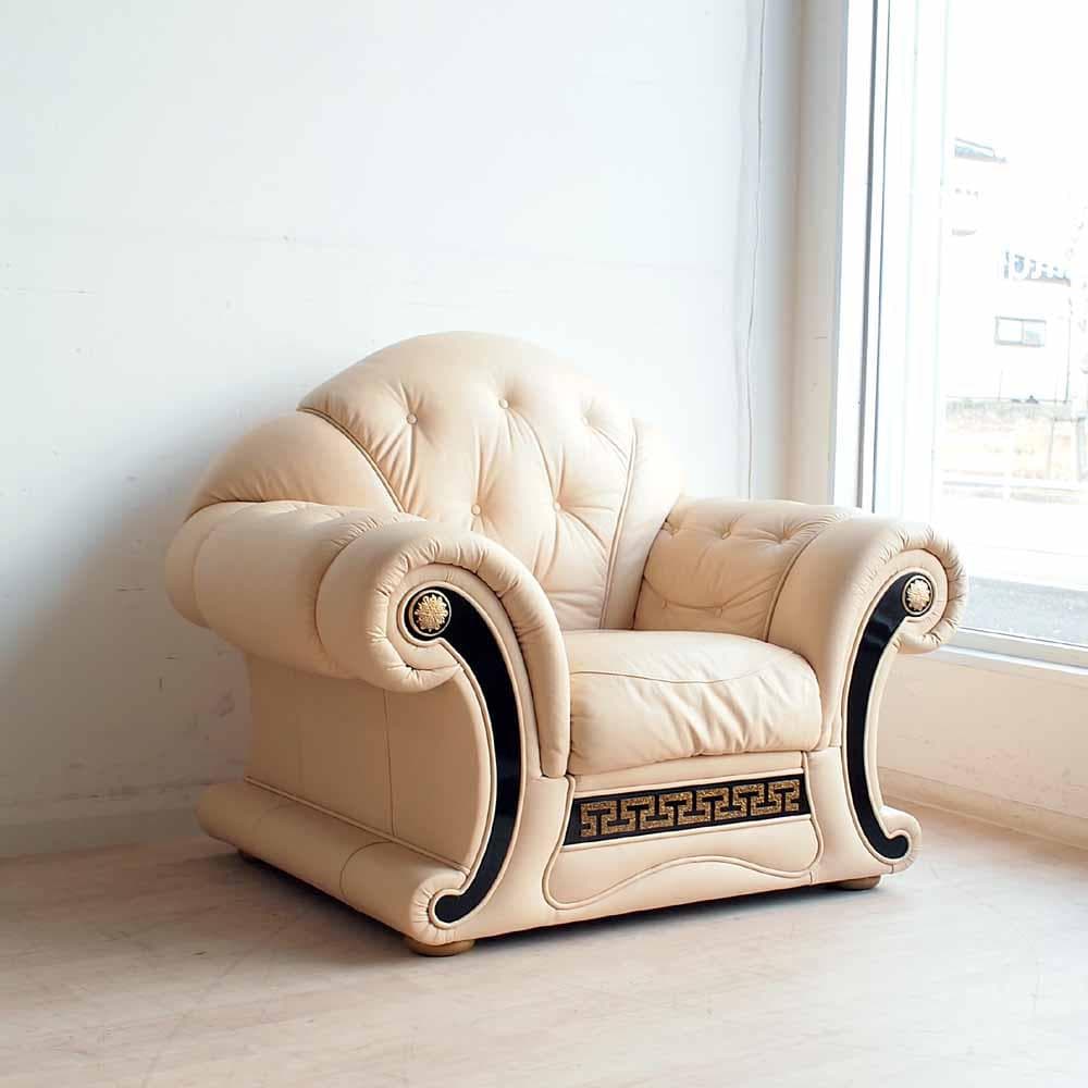 イタリア CARTEI 本革ソファ 1人掛け エレガント ZR24327