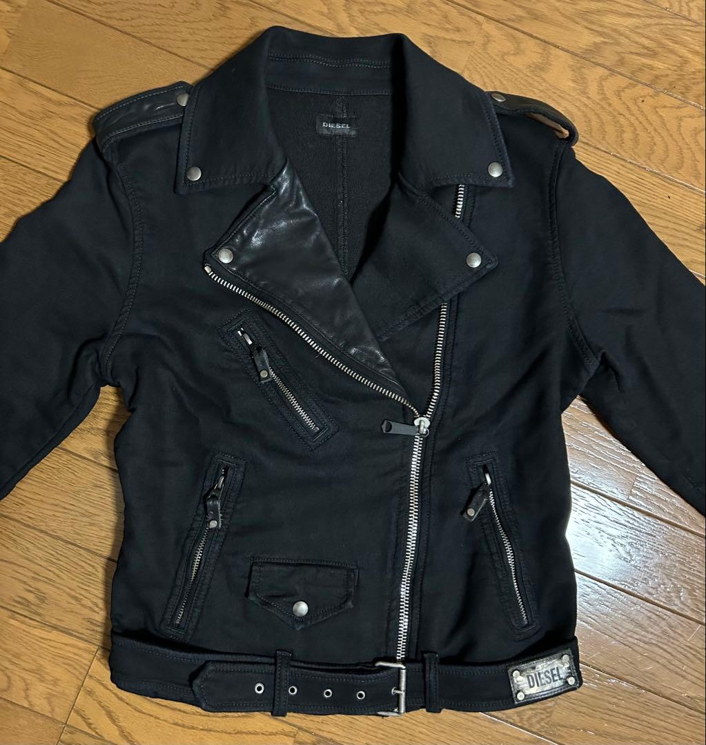 DIESEL ブラック ダブルライダースジャケット