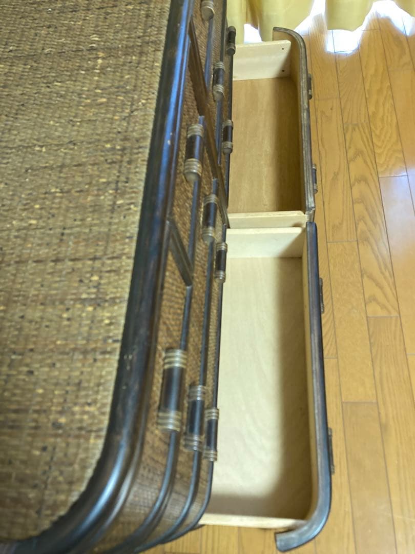 ラタン★籐★ワイドシェルフ　チェスト　アンティーク　ビンテージ