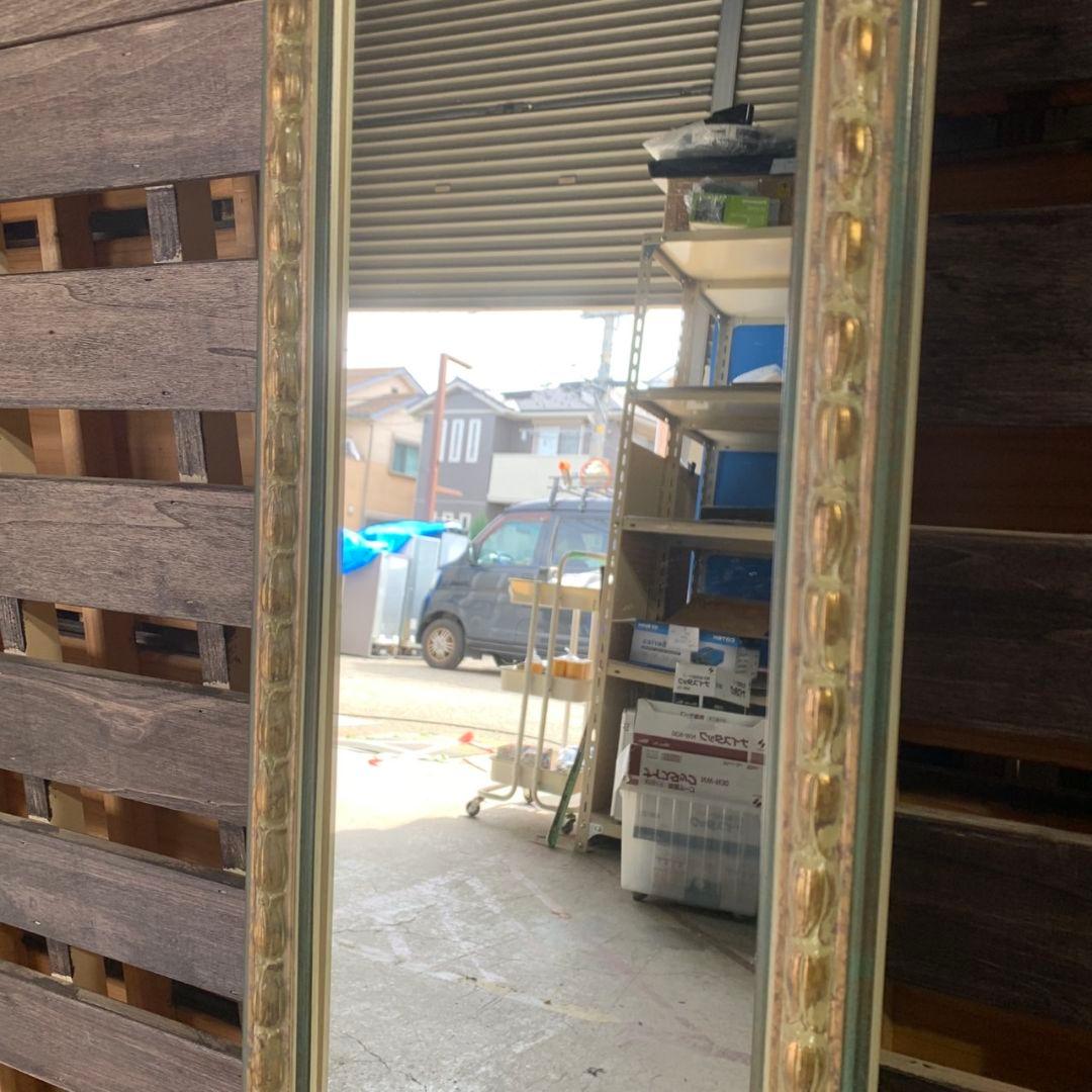 H476\" アンティーク 壁掛けミラー 姿見 240x1210ゴールド