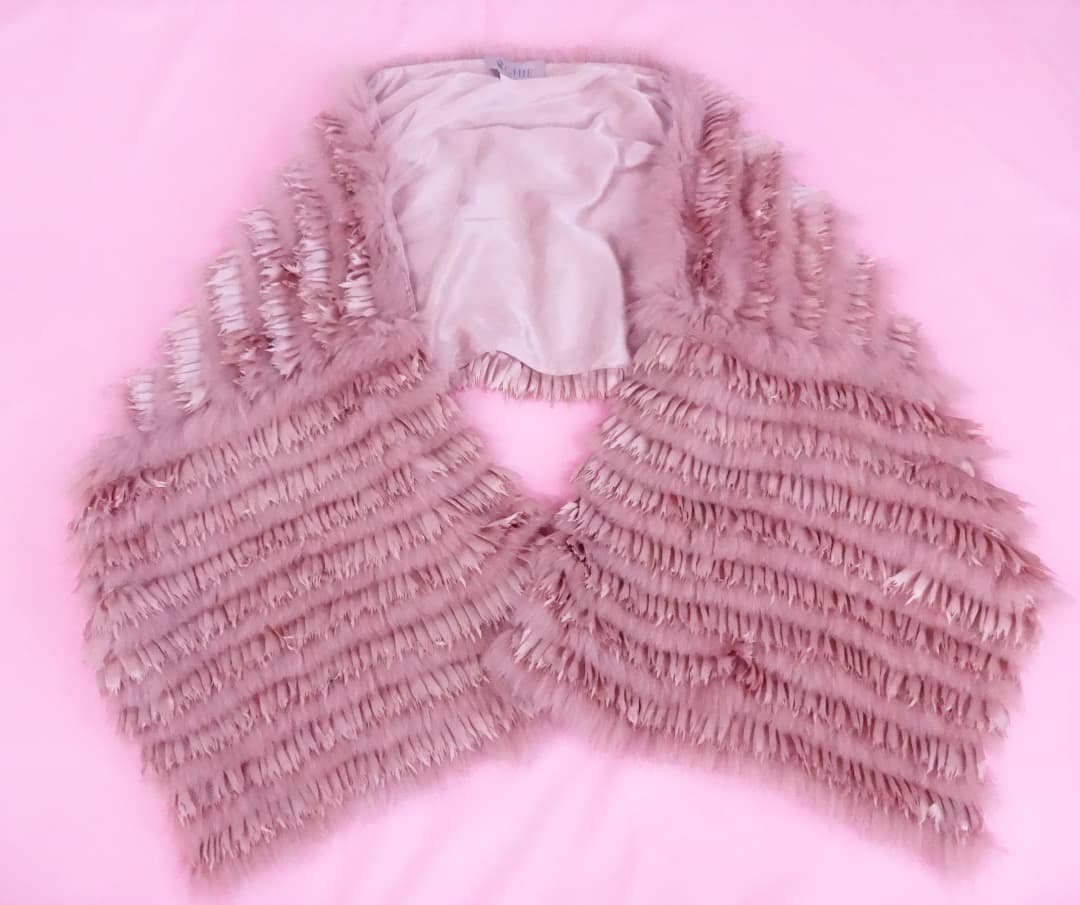  CHIEロイヤルチエ フォックスファー＆シルクストールピンクベージュ