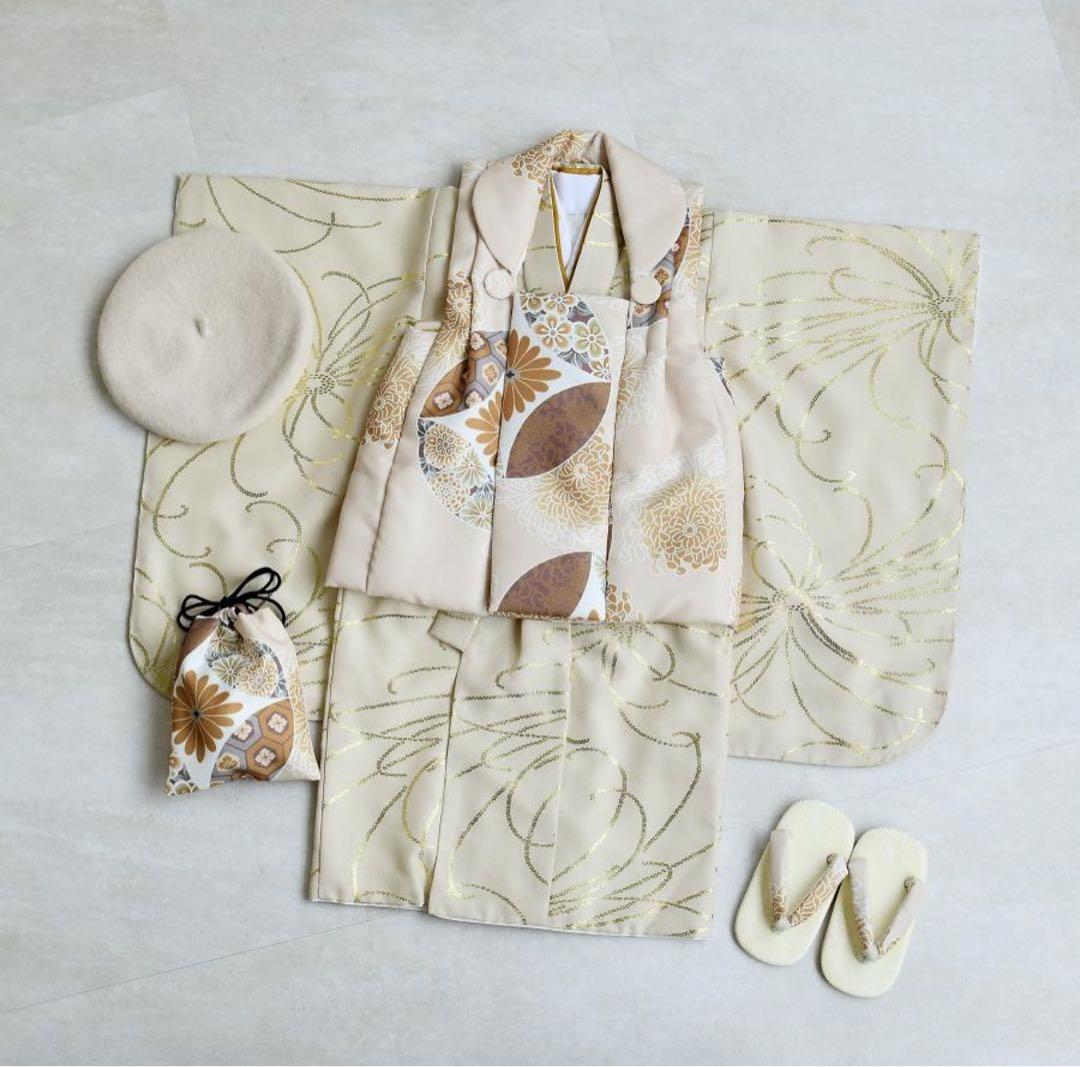 〔完売品〕utatane ひよこ商店 被布セット　七五三　クリーム　古典柄