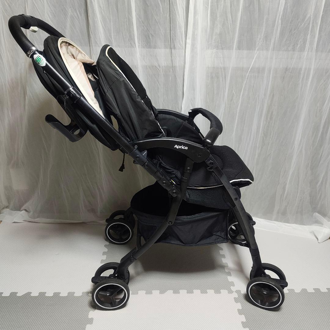 美品　Aprica アップリカ ラクーナクッション ベビーカー レザーハンドル