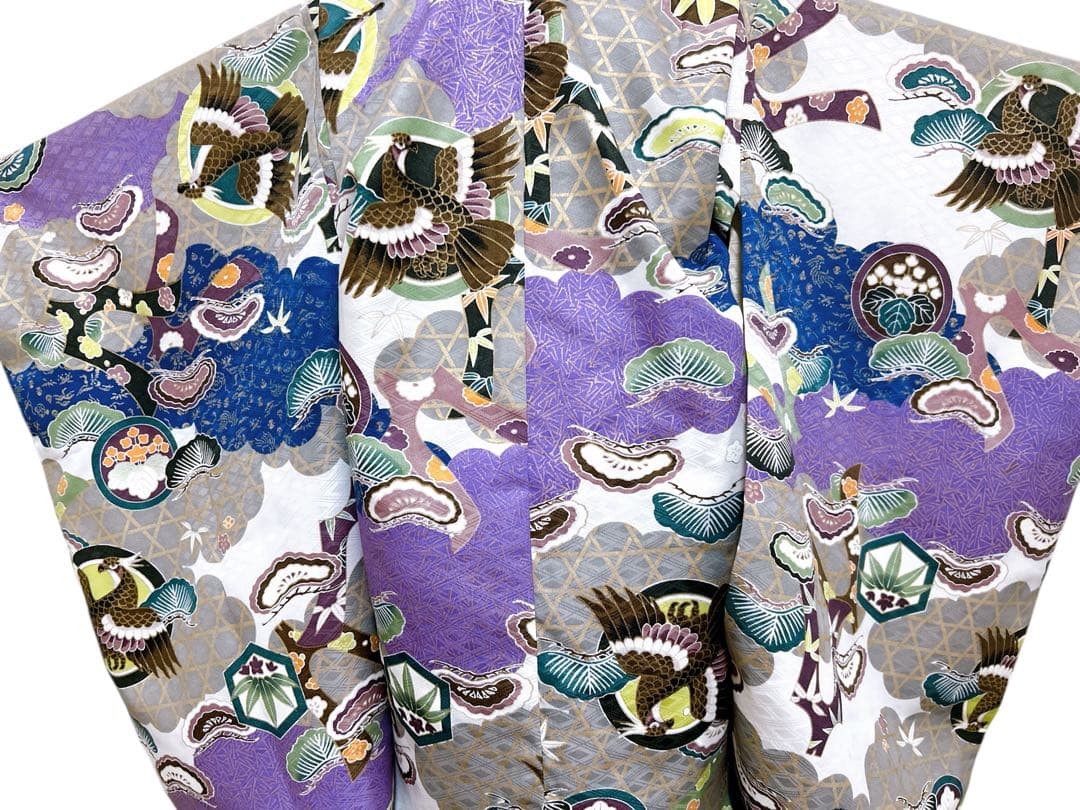 花うさぎブランド着物♡七五三　5歳　男の子　フルセット　紫　黒