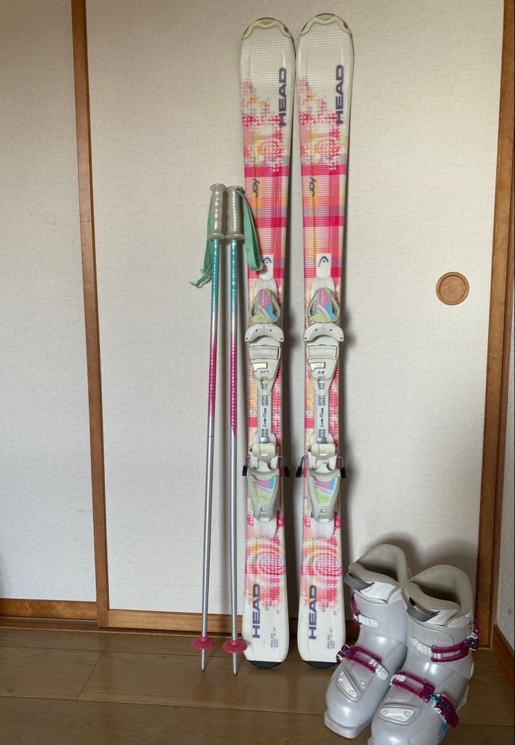 ス*）様 HEAD JOY 127cmジュニア スキー 4点セット ブーツサイズ
