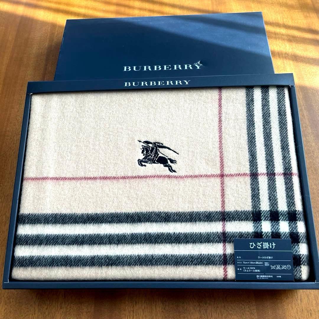 BURBERRY ウールひざ掛け チェック柄 ラムウール 日本製