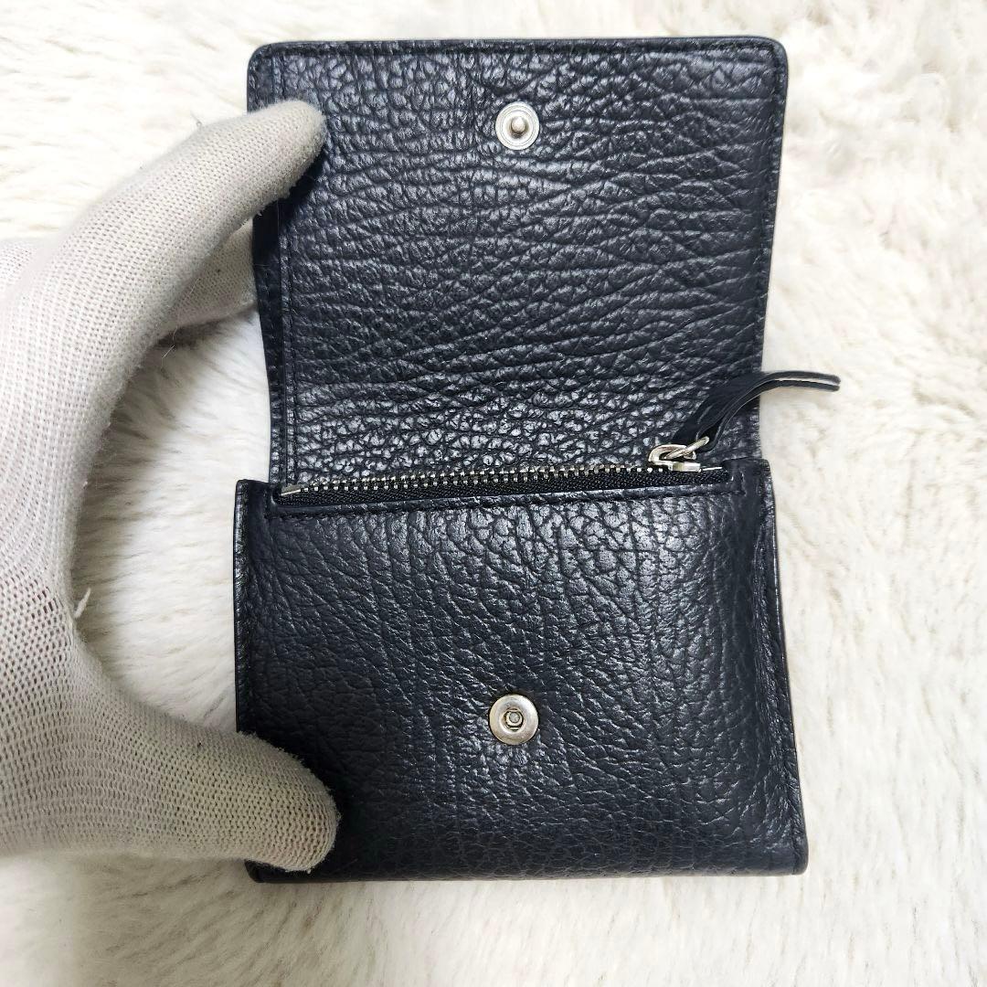 ✨極美品　正規品✨マルジェラ　三つ折り　カレンダー　4ステッチ　ブラック　レザー