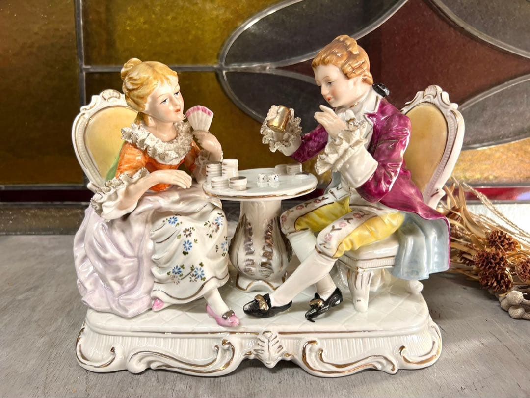 陶器 置物 貴婦人 男爵 貴族 フィギュリン インテリア アンティーク