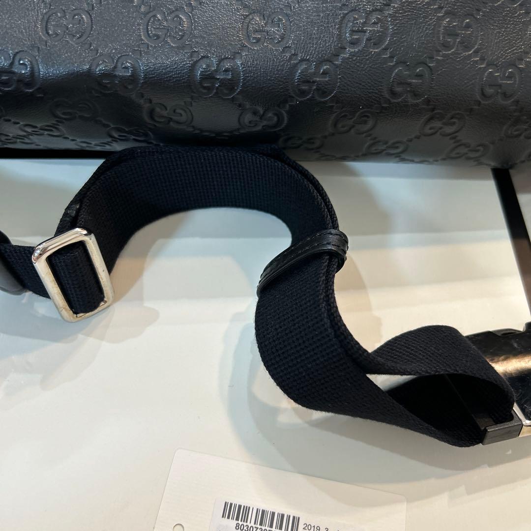 ⭐︎美品⭐︎グッチ ウエストバッグ GG シマ シェリーライン レザー ブラック