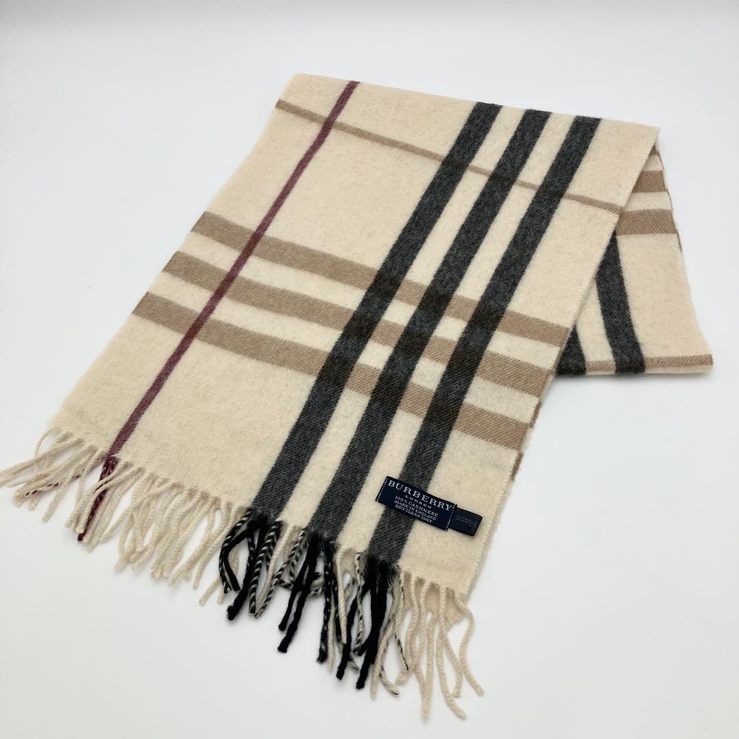 美品 バーバリー マフラー カシミヤ100% メガチェック ノバチェック 英国製