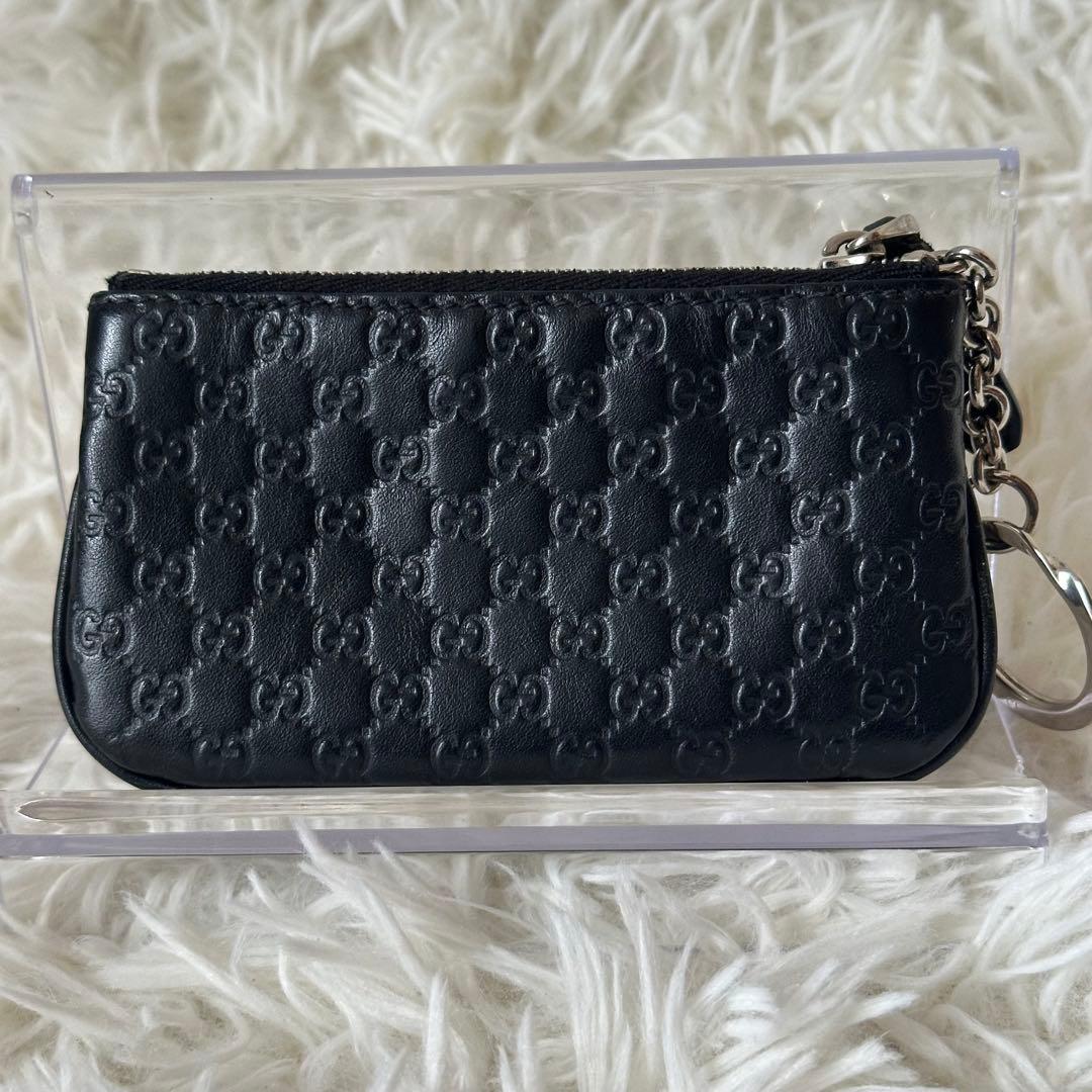 ✨️美品✨️ グッチ ケース マイクロシマ チェーン GG柄 レザー 黒