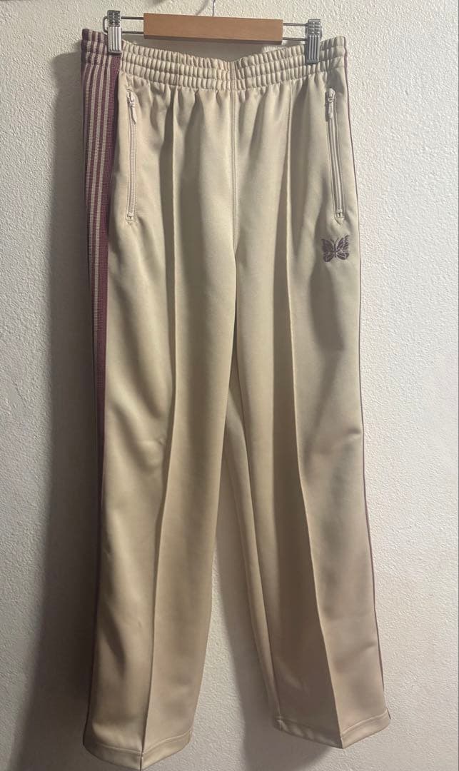 Needles★TRACK PANT POLY SMOOTHホワイト/ピンクXS