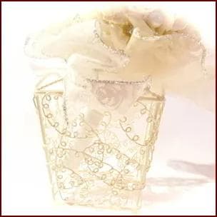 高級造花 シルキーフラワーブーケ シルバー＆ホワイト