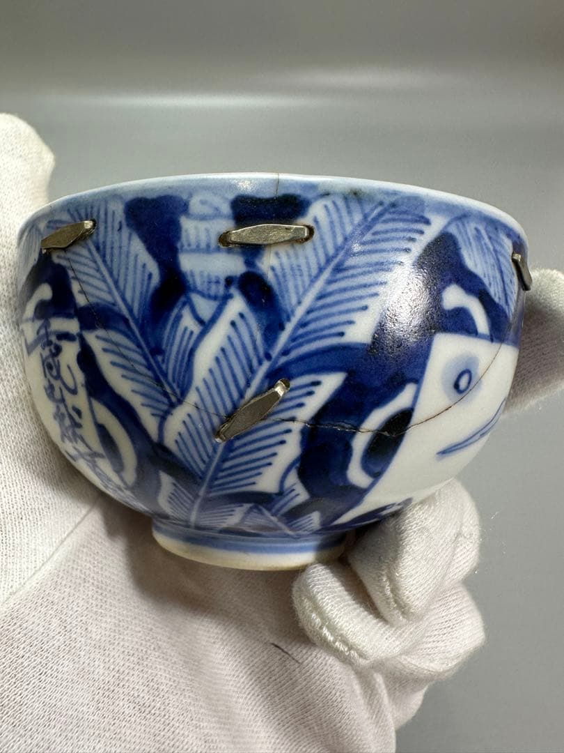 煎茶 時代 染付 茶器 五客 補修あり