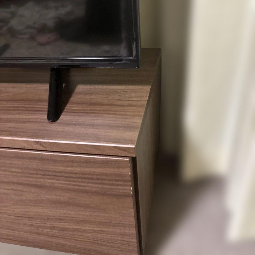 高級感！ミディアムブラウン木製テレビ台 引き出し式収納