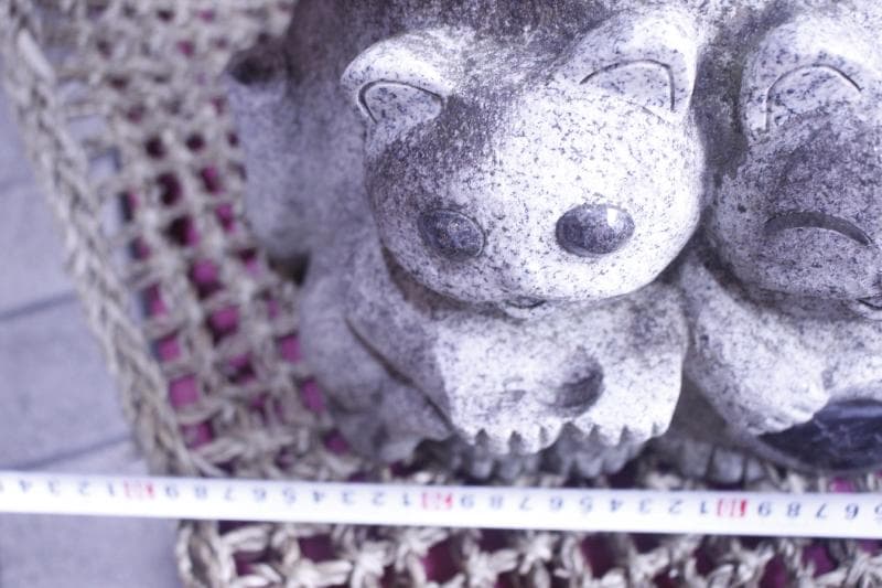 ◆石材 招き猫 　置物 猫の置物 　千客万来　招き猫御影石　高さ47㎝