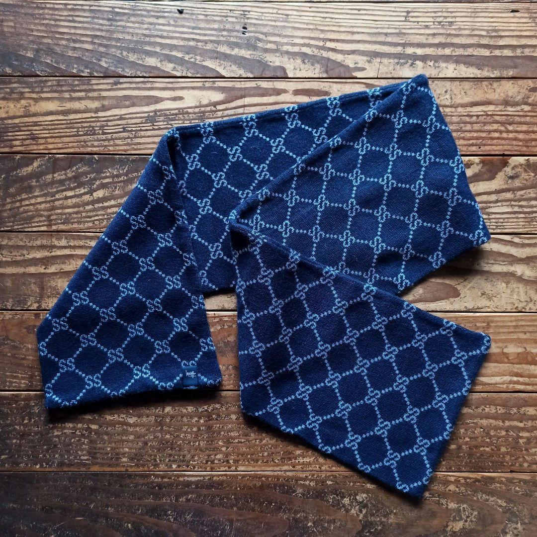 小物 STUSSY logo/monogram MUFFLER navy